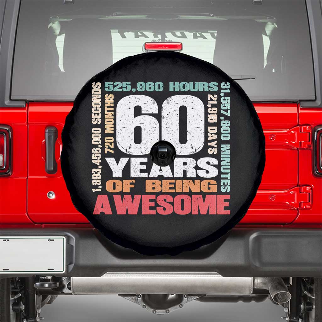 Retro 60 Years Of Being Awesome Spare Tire Cover 60th Birthday Gift Idea TS12 Black Print Your Wear