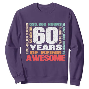 Retro 60 Years Of Being Awesome Sweatshirt 60th Birthday Gift Idea TS12 Purple Print Your Wear