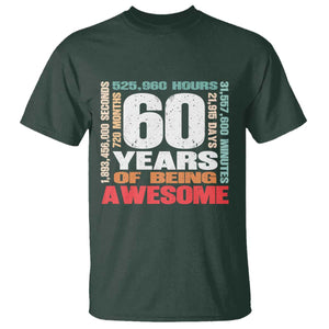 Retro 60 Years Of Being Awesome T Shirt 60th Birthday Gift Idea TS12 Dark Forest Green Print Your Wear