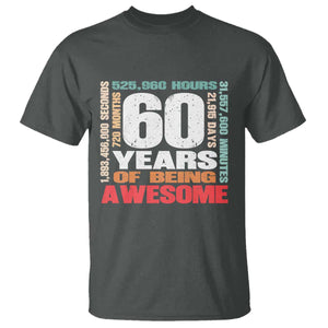 Retro 60 Years Of Being Awesome T Shirt 60th Birthday Gift Idea TS12 Dark Heather Print Your Wear