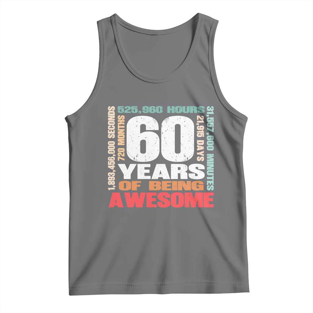Retro 60 Years Of Being Awesome Tank Top 60th Birthday Gift Idea TS12 Black Heather Print Your Wear