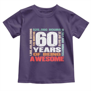 Retro 60 Years Of Being Awesome Toddler T Shirt 60th Birthday Gift Idea TS12 Purple Print Your Wear