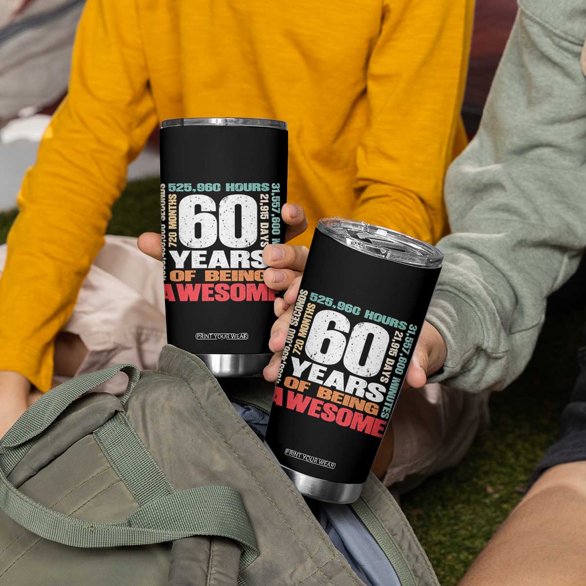 Retro 60 Years Of Being Awesome Tumbler Cup 60th Birthday Gift Idea TS12 Print Your Wear