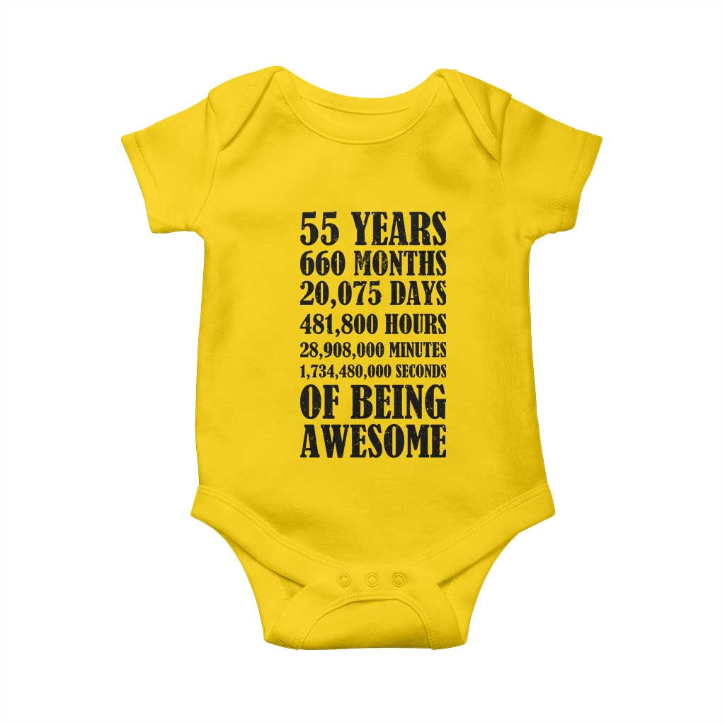55th Milestone Birthday Baby Onesie 55 Years Of Being Awesome Graphic TS12 Daisy Print Your Wear