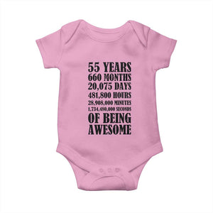 55th Milestone Birthday Baby Onesie 55 Years Of Being Awesome Graphic TS12 Light Pink Print Your Wear