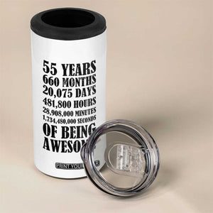 55th Milestone Birthday 4 in 1 Can Cooler Tumbler 55 Years Of Being Awesome Graphic TS12 Print Your Wear