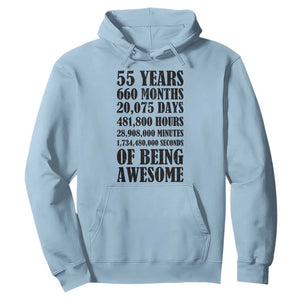 55th Milestone Birthday Hoodie 55 Years Of Being Awesome Graphic TS12 Light Blue Print Your Wear