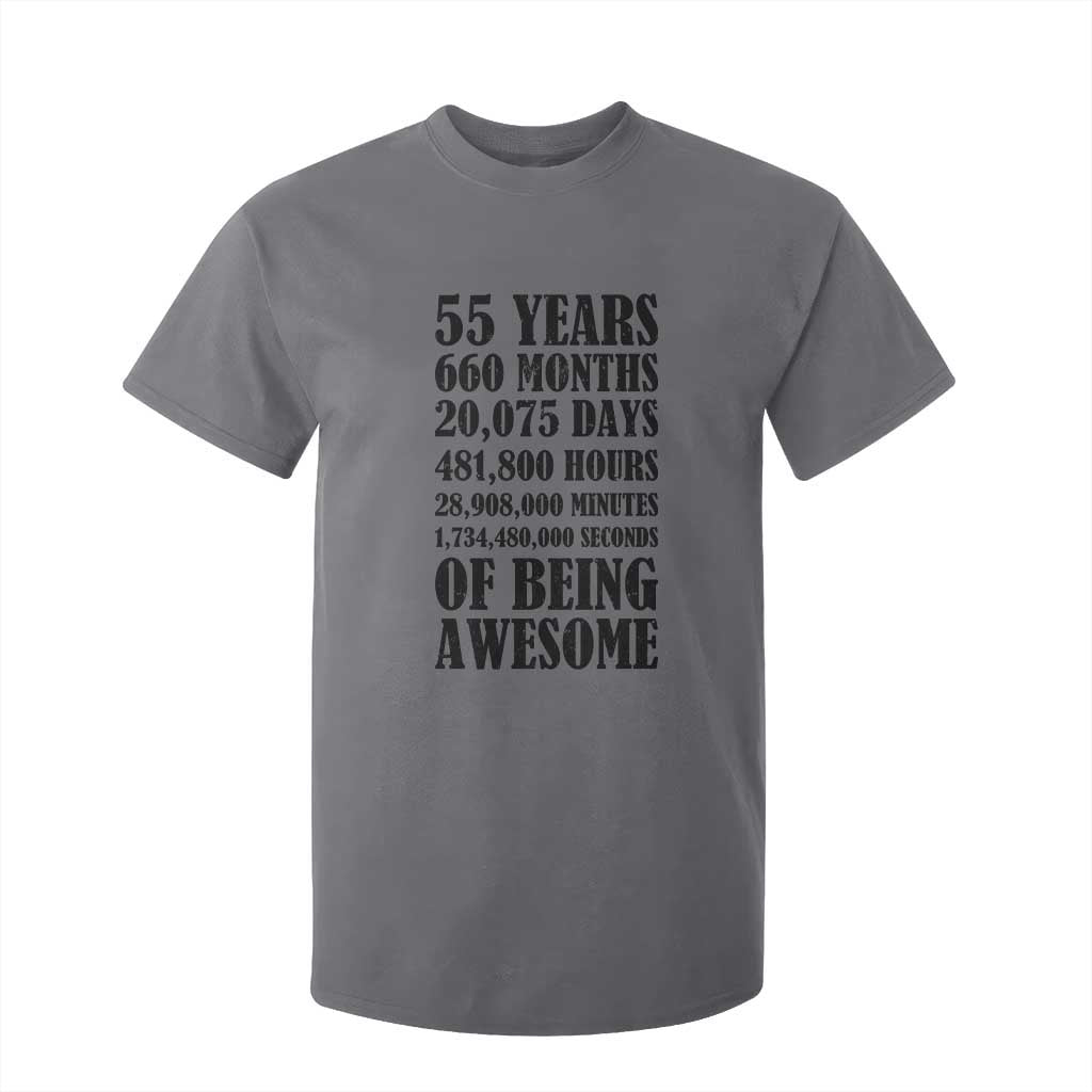 55th Milestone Birthday T Shirt For Kid 55 Years Of Being Awesome Graphic TS12 Charcoal Print Your Wear
