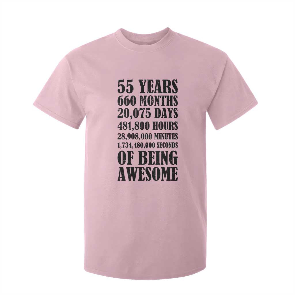 55th Milestone Birthday T Shirt For Kid 55 Years Of Being Awesome Graphic TS12 Light Pink Print Your Wear