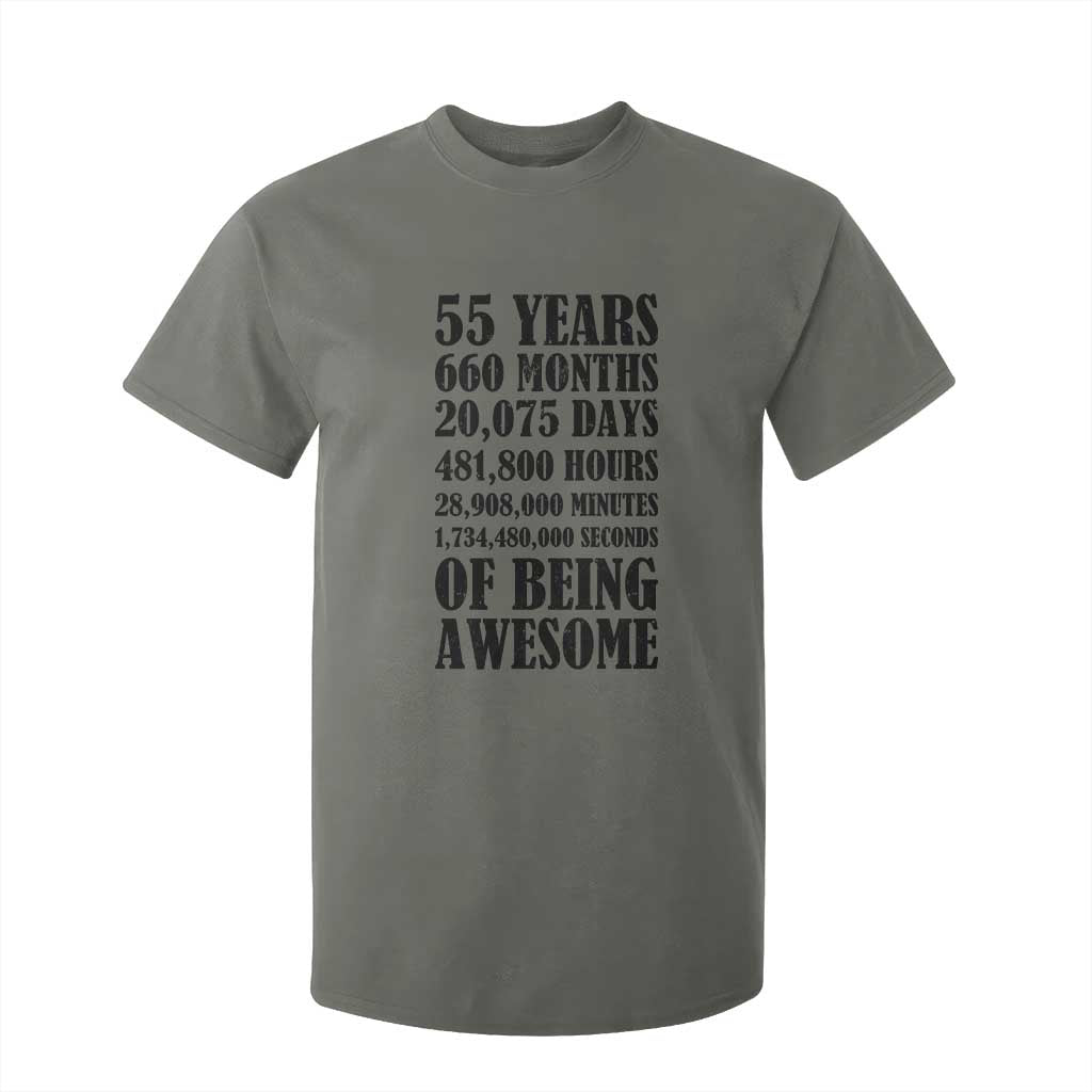 55th Milestone Birthday T Shirt For Kid 55 Years Of Being Awesome Graphic TS12 Military Green Print Your Wear