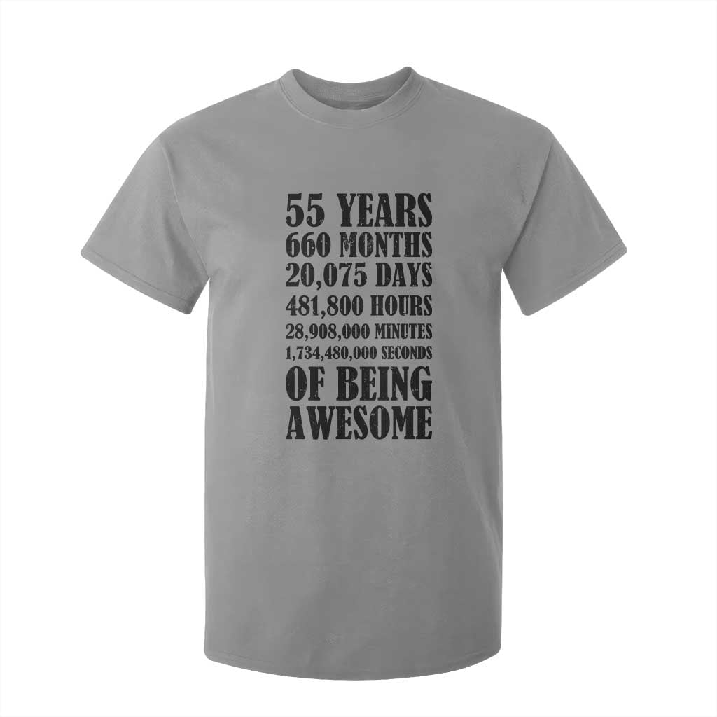 55th Milestone Birthday T Shirt For Kid 55 Years Of Being Awesome Graphic TS12 Sport Gray Print Your Wear