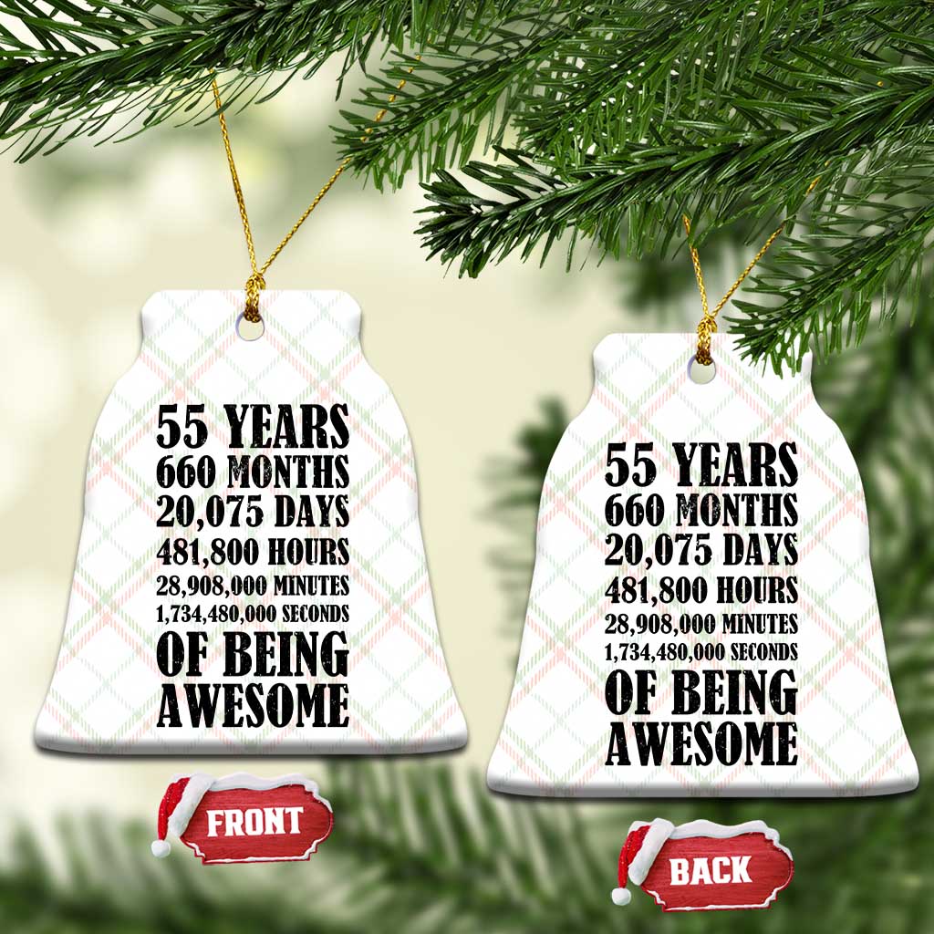 55th Milestone Birthday Ceramic Ornament 55 Years Of Being Awesome Graphic TS12 Print Your Wear
