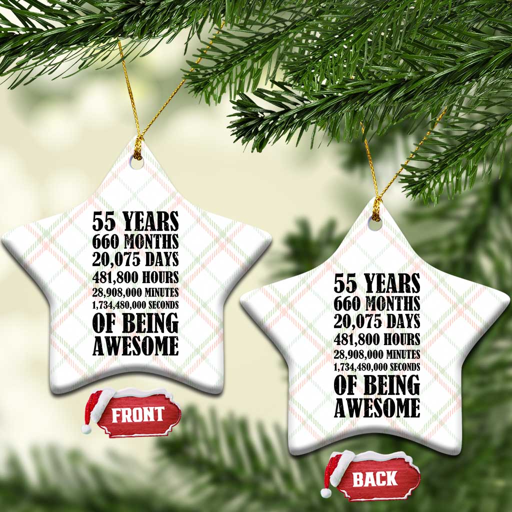 55th Milestone Birthday Ceramic Ornament 55 Years Of Being Awesome Graphic TS12 Print Your Wear
