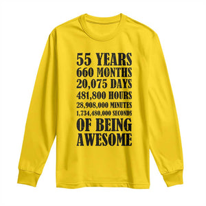 55th Milestone Birthday Long Sleeve Shirt 55 Years Of Being Awesome Graphic TS12 Daisy Print Your Wear