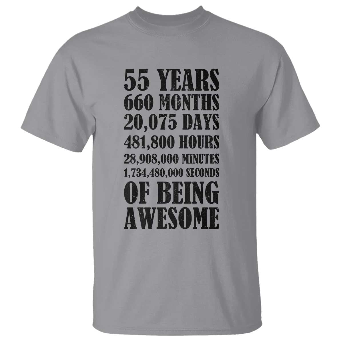 55th Milestone Birthday T Shirt 55 Years Of Being Awesome Graphic TS12 Sport Gray Print Your Wear