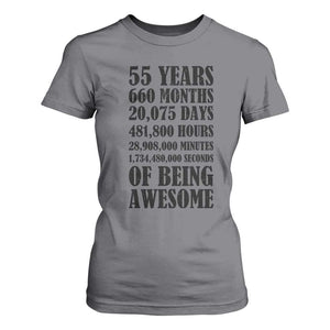 55th Milestone Birthday T Shirt For Women 55 Years Of Being Awesome Graphic TS12 Charcoal Print Your Wear