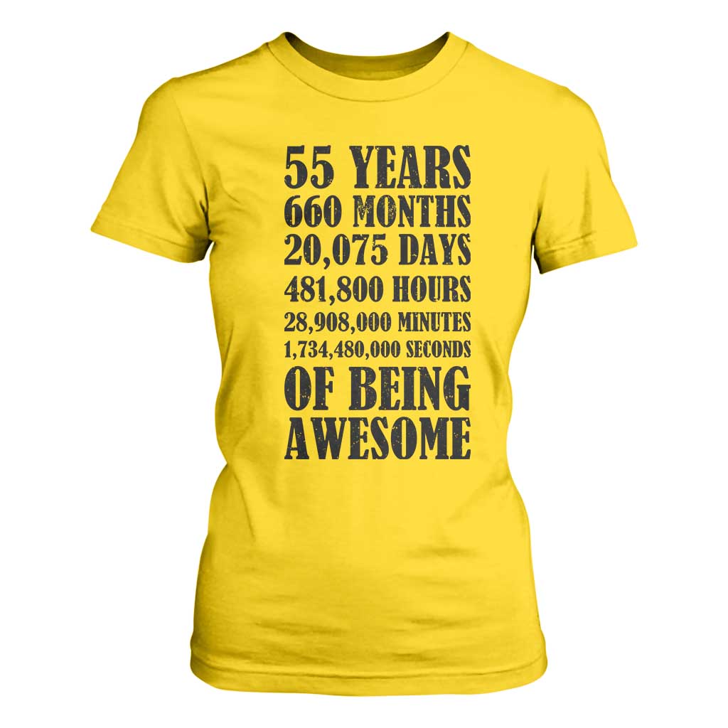 55th Milestone Birthday T Shirt For Women 55 Years Of Being Awesome Graphic TS12 Daisy Print Your Wear