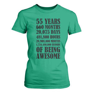 55th Milestone Birthday T Shirt For Women 55 Years Of Being Awesome Graphic TS12 Irish Green Print Your Wear