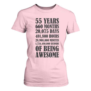 55th Milestone Birthday T Shirt For Women 55 Years Of Being Awesome Graphic TS12 Light Pink Print Your Wear