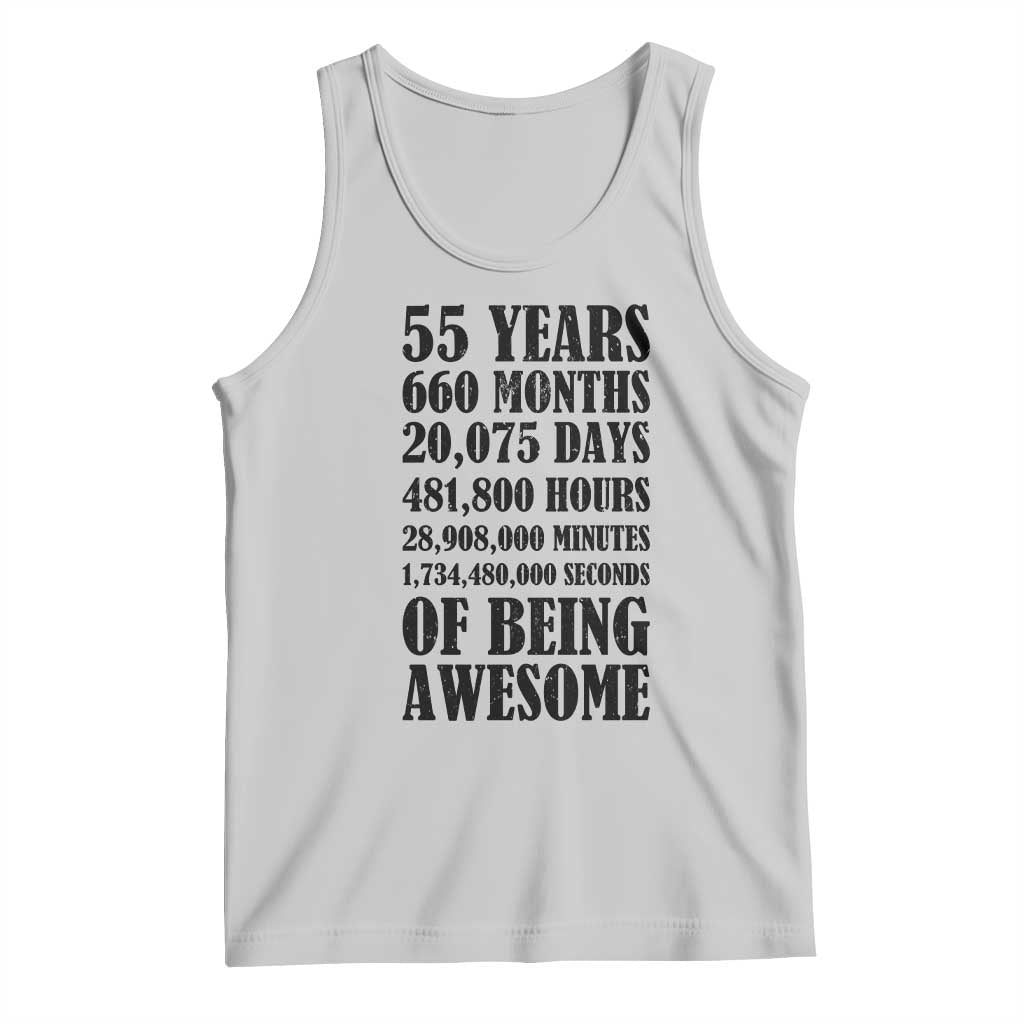 55th Milestone Birthday Tank Top 55 Years Of Being Awesome Graphic TS12 Ash Print Your Wear