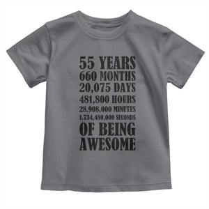 55th Milestone Birthday Toddler T Shirt 55 Years Of Being Awesome Graphic TS12 Charcoal Print Your Wear
