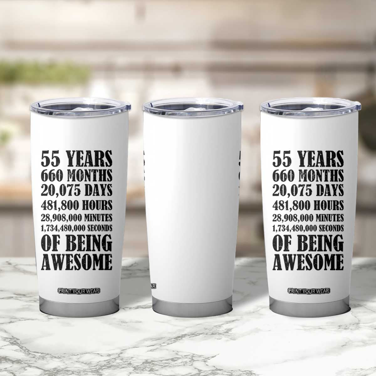 55th Milestone Birthday Tumbler Cup 55 Years Of Being Awesome Graphic TS12 Print Your Wear