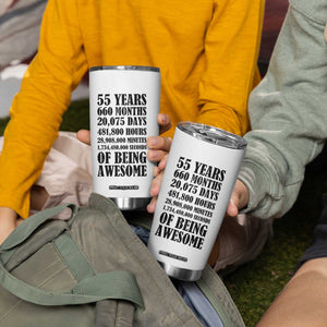 55th Milestone Birthday Tumbler Cup 55 Years Of Being Awesome Graphic TS12 Print Your Wear