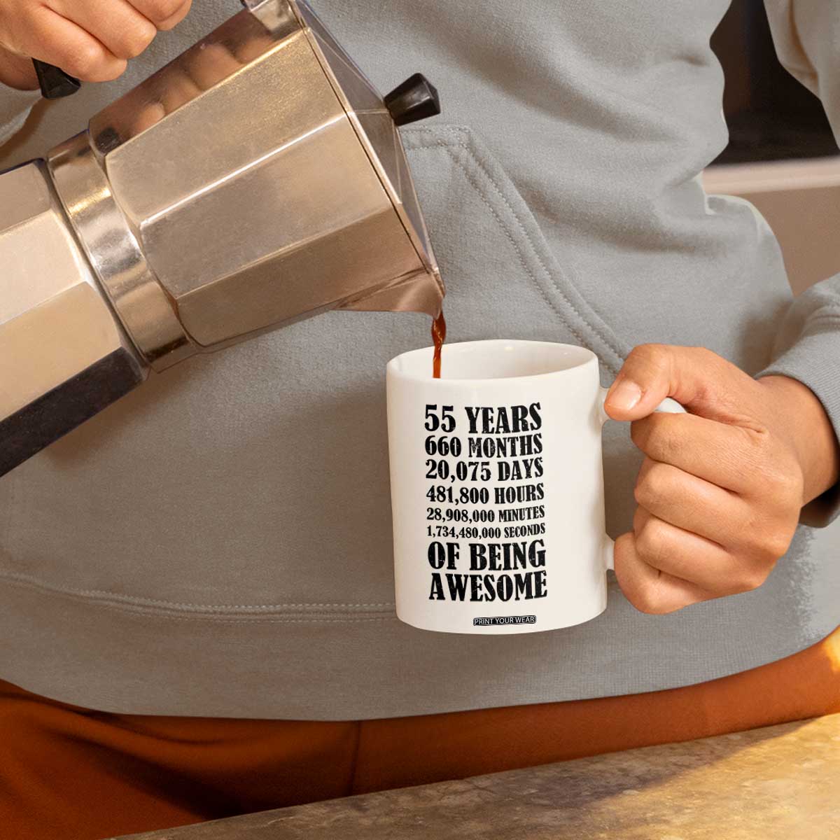 55th Milestone Birthday Coffee Mug 55 Years Of Being Awesome Graphic TS12 Print Your Wear
