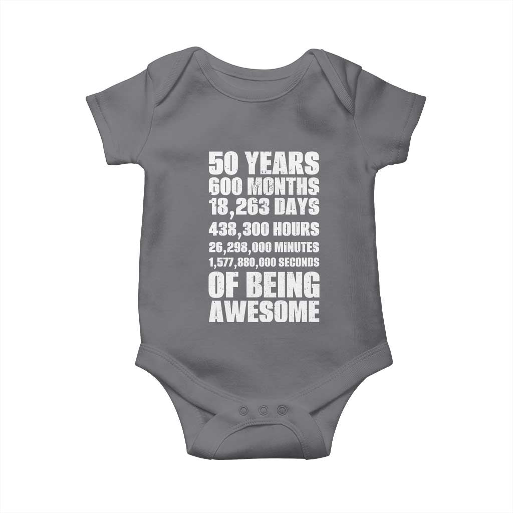 50 Years Of Being Awesome Baby Onesie 50th Birthday Gift Idea TS12 Charcoal Print Your Wear