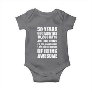 50 Years Of Being Awesome Baby Onesie 50th Birthday Gift Idea TS12 Charcoal Print Your Wear