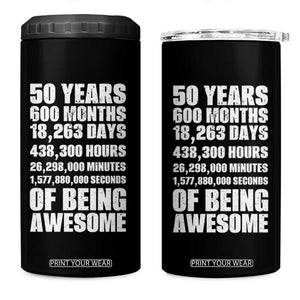 50 Years Of Being Awesome 4 in 1 Can Cooler Tumbler 50th Birthday Gift Idea TS12 One Size: 16 oz Black Print Your Wear