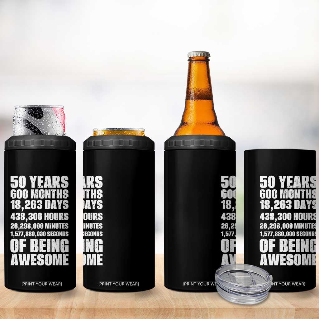50 Years Of Being Awesome 4 in 1 Can Cooler Tumbler 50th Birthday Gift Idea TS12 Print Your Wear