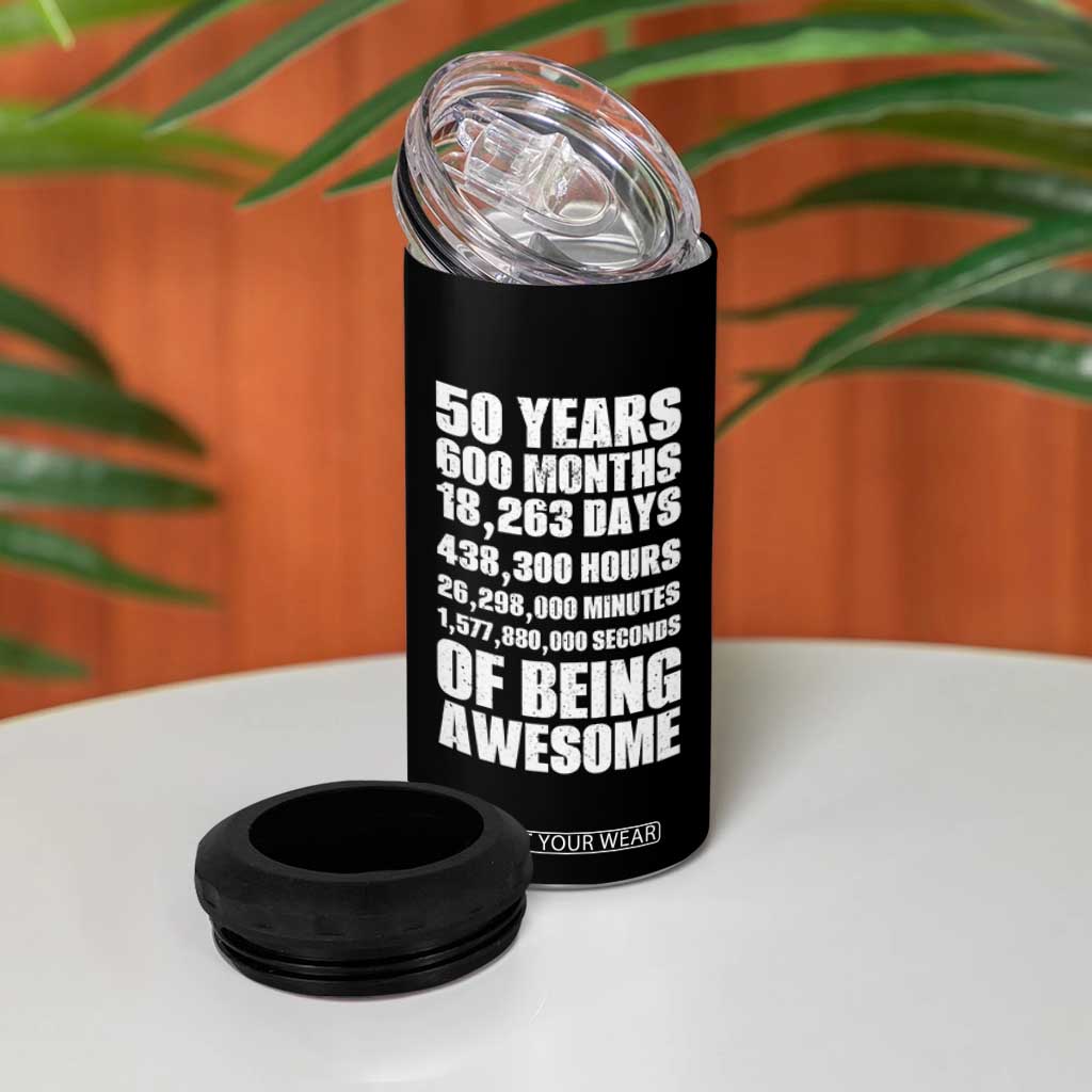 50 Years Of Being Awesome 4 in 1 Can Cooler Tumbler 50th Birthday Gift Idea TS12 Print Your Wear