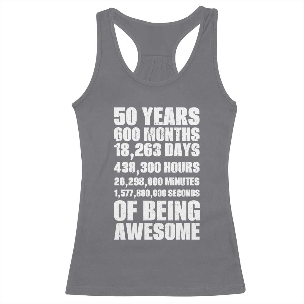 50 Years Of Being Awesome Racerback Tank Top 50th Birthday Gift Idea TS12 Charcoal Print Your Wear