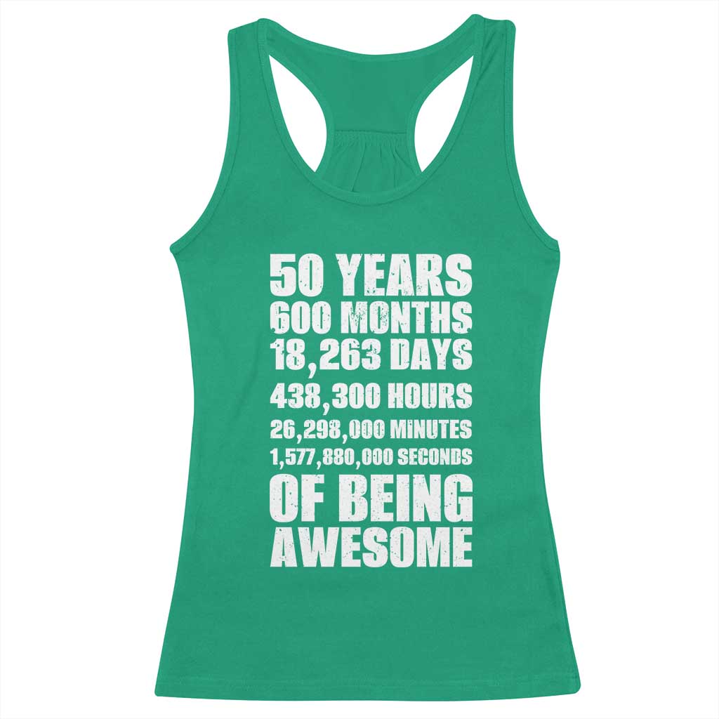 50 Years Of Being Awesome Racerback Tank Top 50th Birthday Gift Idea TS12 Irish Green Print Your Wear