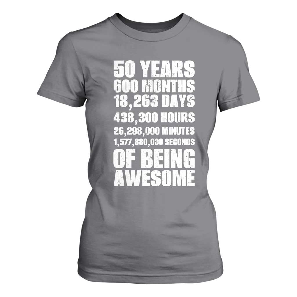 50 Years Of Being Awesome T Shirt For Women 50th Birthday Gift Idea TS12 Charcoal Print Your Wear