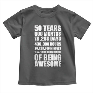 50 Years Of Being Awesome Toddler T Shirt 50th Birthday Gift Idea TS12 Dark Heather Print Your Wear