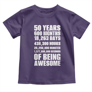 50 Years Of Being Awesome Toddler T Shirt 50th Birthday Gift Idea TS12 Purple Print Your Wear