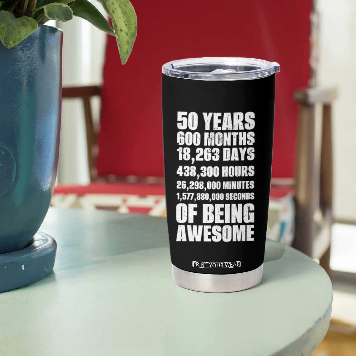 50 Years Of Being Awesome Tumbler Cup 50th Birthday Gift Idea TS12 Print Your Wear