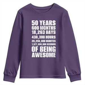 50 Years Of Being Awesome Youth Sweatshirt 50th Birthday Gift Idea TS12 Purple Print Your Wear