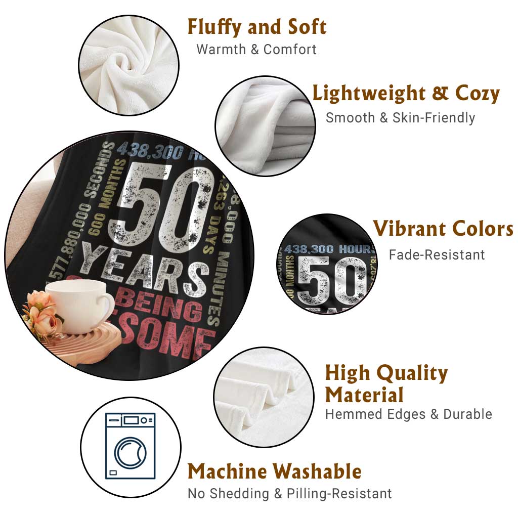 Vintage 50 Years Of Being Awesome Throw Blanket 50th Birthday Legend Gift Idea TS12 Print Your Wear
