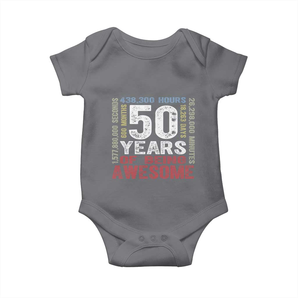 Vintage 50 Years Of Being Awesome Baby Onesie 50th Birthday Legend Gift Idea TS12 Charcoal Print Your Wear