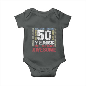 Vintage 50 Years Of Being Awesome Baby Onesie 50th Birthday Legend Gift Idea TS12 Dark Heather Print Your Wear