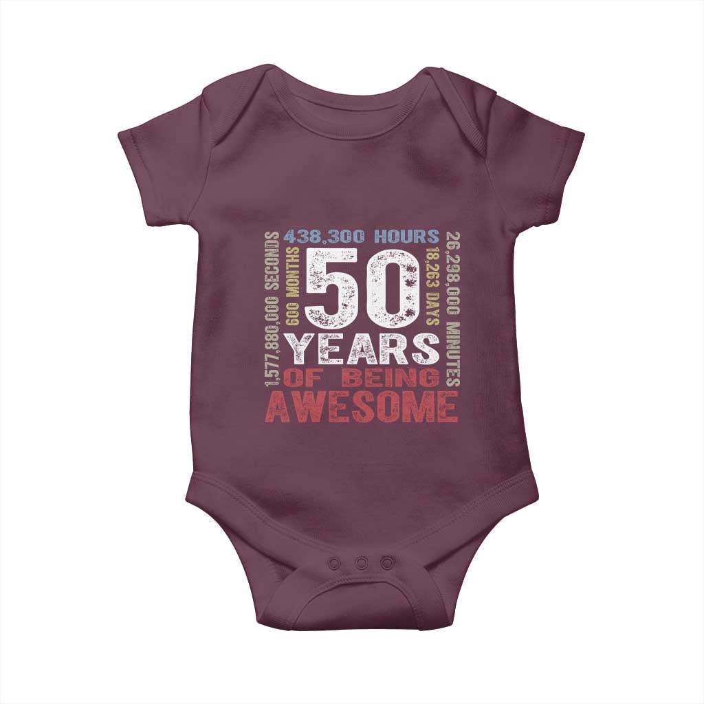 Vintage 50 Years Of Being Awesome Baby Onesie 50th Birthday Legend Gift Idea TS12 Maroon Print Your Wear