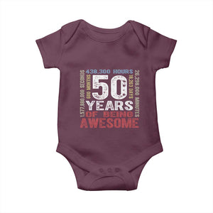 Vintage 50 Years Of Being Awesome Baby Onesie 50th Birthday Legend Gift Idea TS12 Maroon Print Your Wear