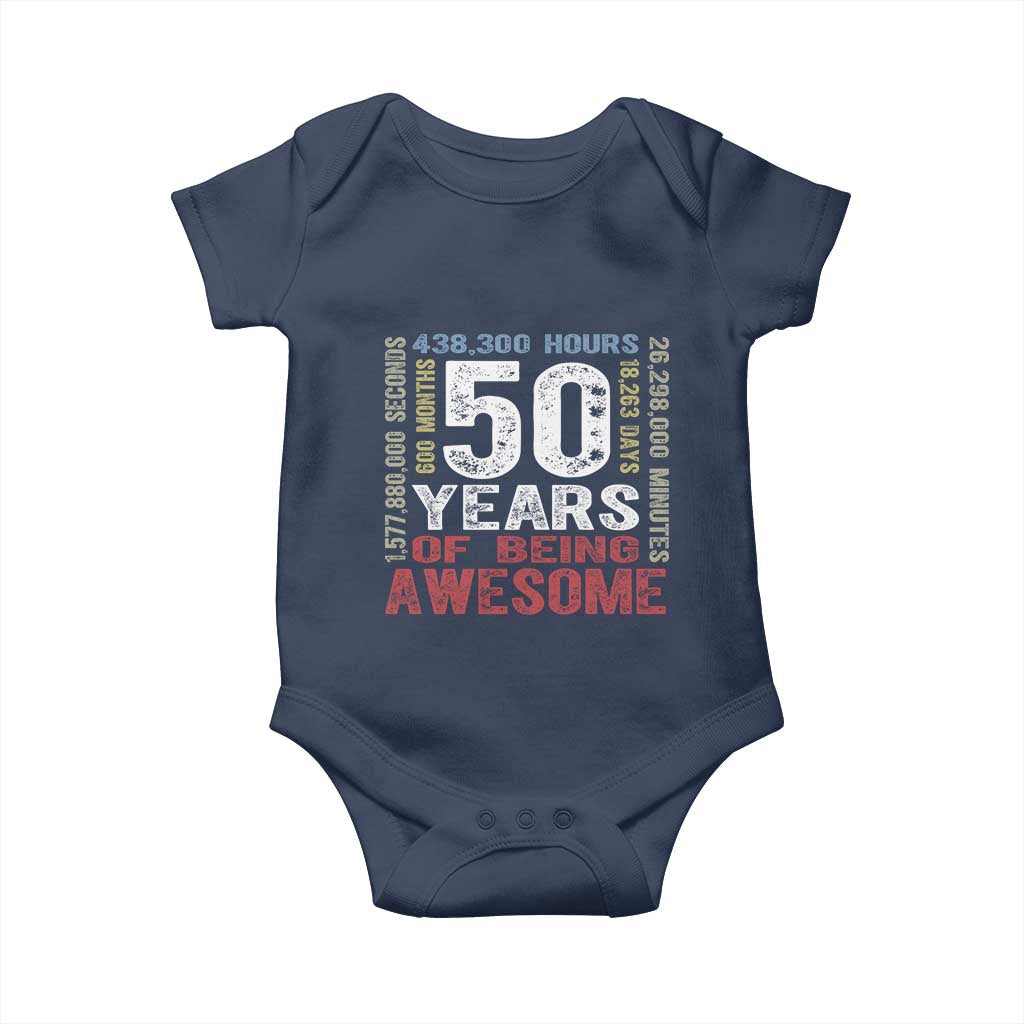 Vintage 50 Years Of Being Awesome Baby Onesie 50th Birthday Legend Gift Idea TS12 Navy Print Your Wear