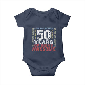 Vintage 50 Years Of Being Awesome Baby Onesie 50th Birthday Legend Gift Idea TS12 Navy Print Your Wear