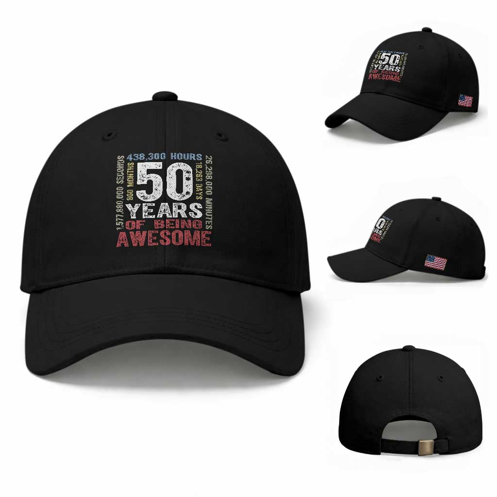 Vintage 50 Years Of Being Awesome Baseball Cap 50th Birthday Legend Gift Idea TS12 Baseball Cap Universal Fit Black Print Your Wear