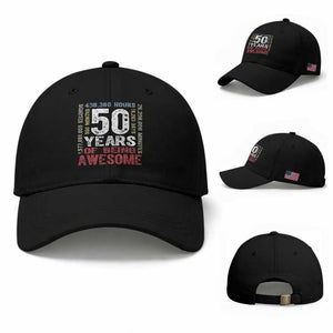 Vintage 50 Years Of Being Awesome Baseball Cap 50th Birthday Legend Gift Idea TS12 Baseball Cap Universal Fit Black Print Your Wear