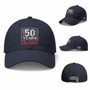 Vintage 50 Years Of Being Awesome Baseball Cap 50th Birthday Legend Gift Idea TS12 Baseball Cap Universal Fit Navy Print Your Wear